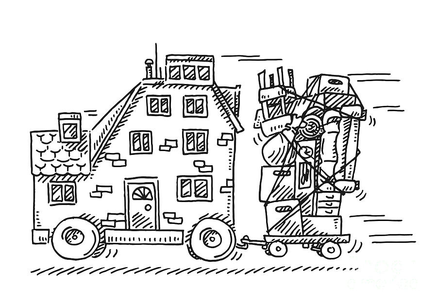 Moving House Concept Drawing Drawing by Frank Ramspott | Pixels