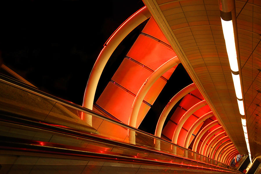 Moving Sidewalk Abstract Orange Photograph by Donna Corless