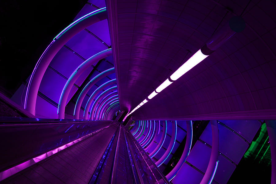 Moving Sidewalk Abstract - Purple 2 Photograph by Donna Corless