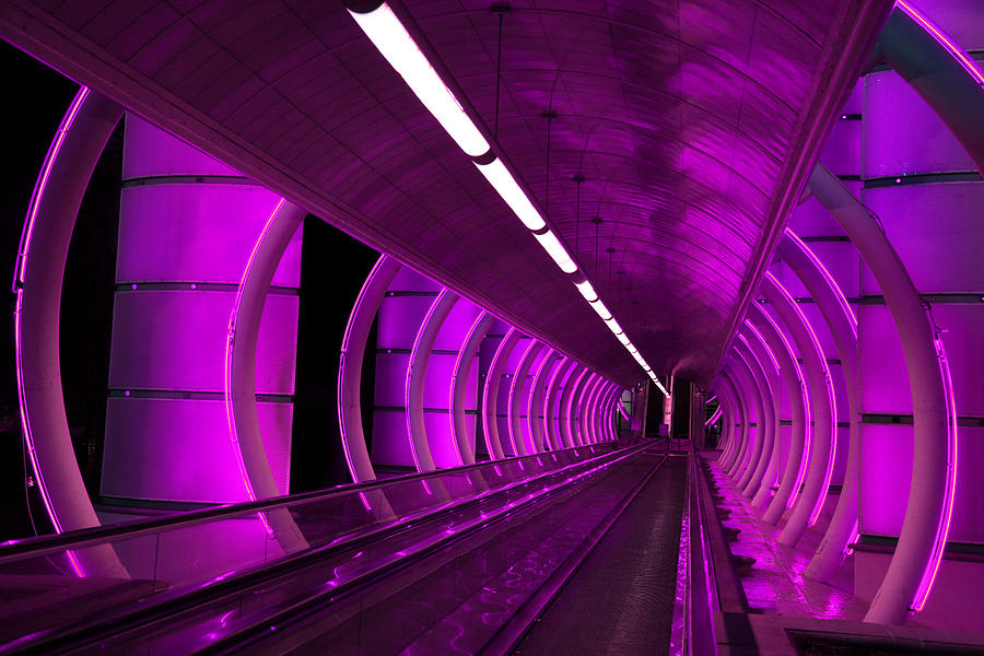 Moving Sidewalk Abstract Purple Photograph by Donna Corless