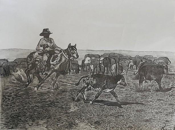 Moving the Herd Drawing by Kenzie Robbins - Fine Art America