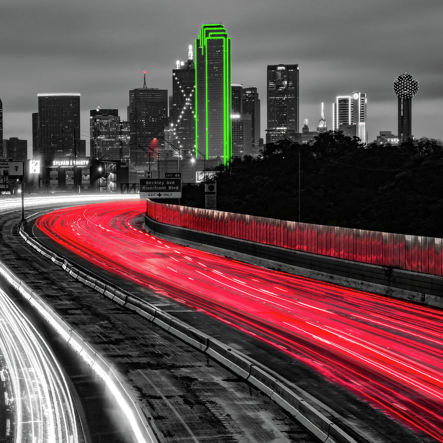 Moving Through Dallas Texas - Selective Color 1x1 Photograph