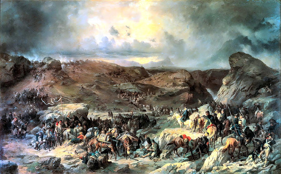 Moving Troops Painting by Alexander Kotzebue
