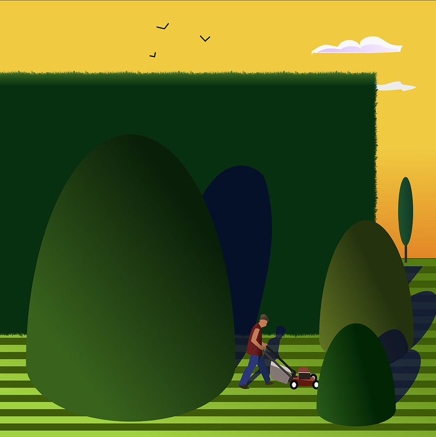 Mowing the lawn. Digital Art by Fatline Graphic Art