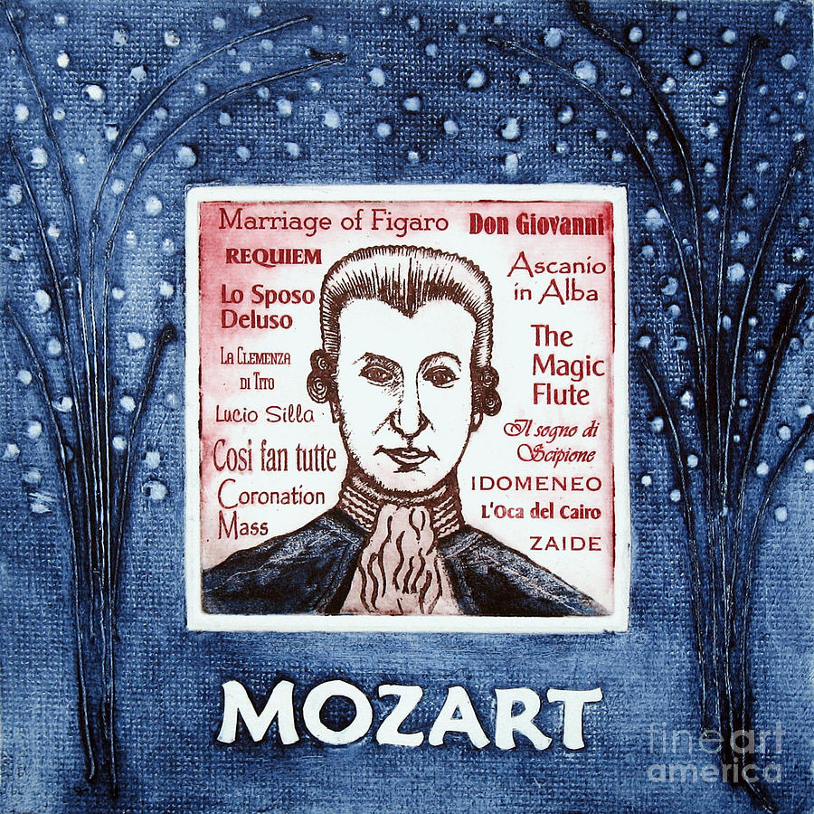 Mozart portrait Mixed Media by Paul Helm