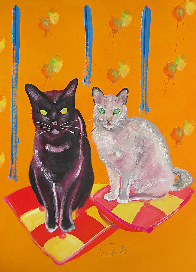 Mr And Mrs Cat Painting by Charles Stuart