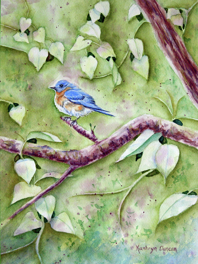 Mr. Blue In Spring Painting by Kathryn Duncan