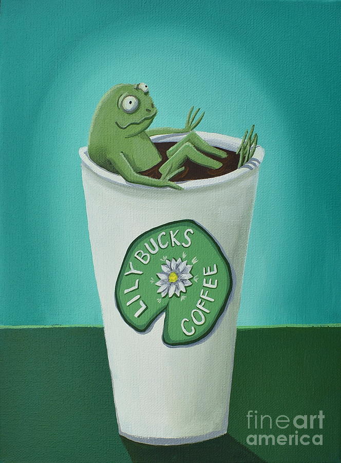 Mr. Coffee frog  Painting by Debbie Criswell