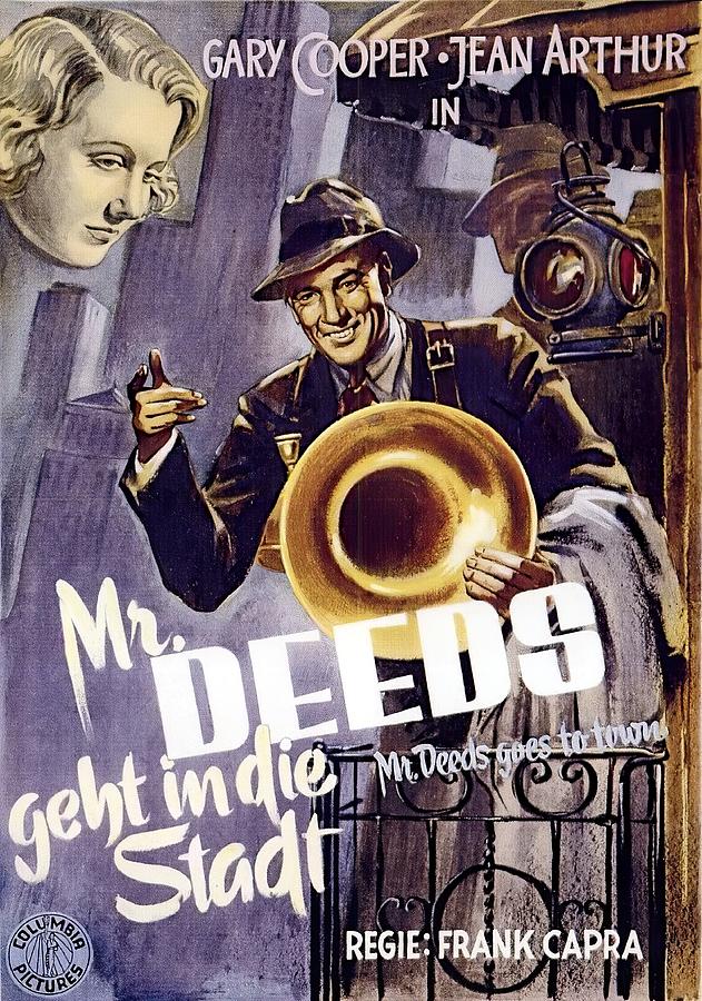 Mr. Deeds Goes to Town, 1936 -b - with synopsis Mixed Media by Movie World Posters