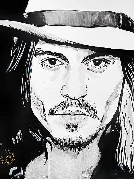 Mr. Depp And His Hat Painting by Sergio Gutierrez