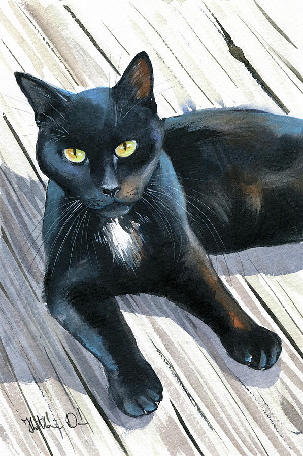 Mr Diamond Black Cat Painting Painting by Dora Hathazi Mendes
