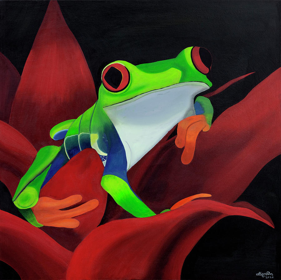 Mr Green Tree Frog Painting by Annalisa Agresta