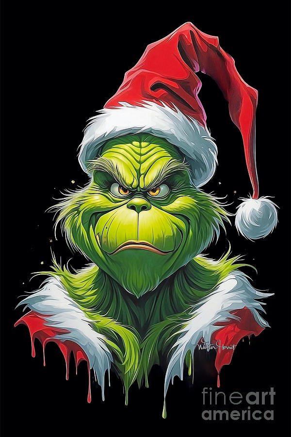 Mr Grinch Christmas Painting by Walter Herrit