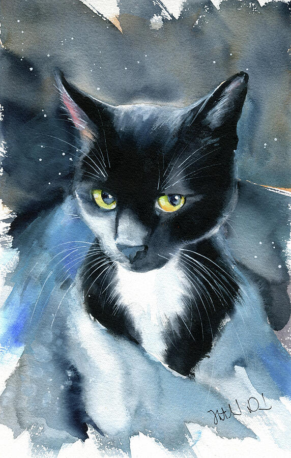 Mr Jinxy Tuxedo Cat Painting Painting by Dora Hathazi Mendes Mr Jinxy Tuxedo Cat Painting Painting by Dora Hathazi Mendes