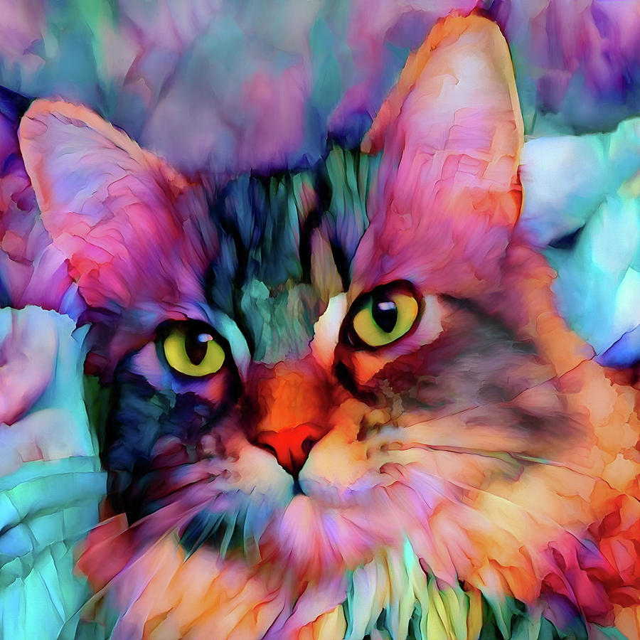 Mr. Pebbles the Maine Coon Cat Digital Art by Peggy Collins