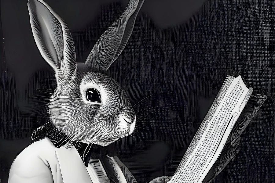 Mr. Rabbit Reading Digital Art by Debra Kewley