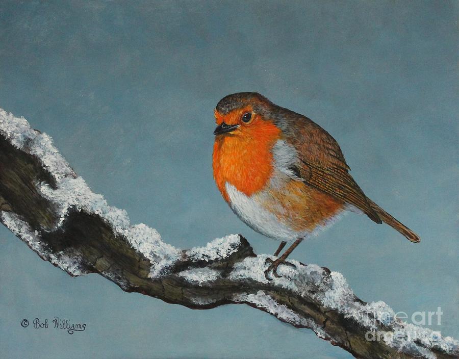 Mr Robin Toughening Out Mr Winter Painting by Bob Williams