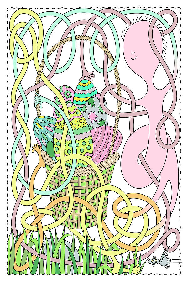 Mr Squiggly Easter Basket Digital Art by Becky Titus