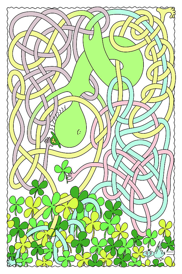 Mr Squiggly Four-Leaf Clover Digital Art by Becky Titus