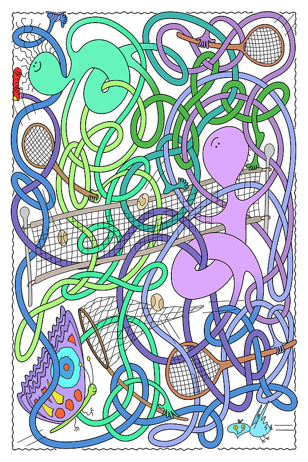 Mr Squiggly Tennis Match Digital Art by Becky Titus