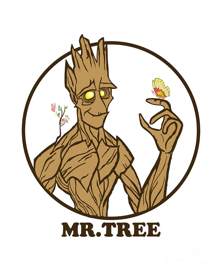 Mr. Tree Groot and Butterfly Digital Art by Kirania Finest Mr. Tree Groot and Butterfly Digital Art by Kirania Finest