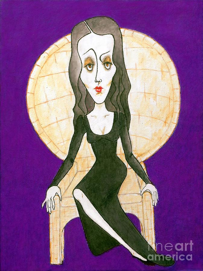 Mrs. A.-- Morticia Addams -- Girl Fiends series Mixed Media by Jayne Somogy