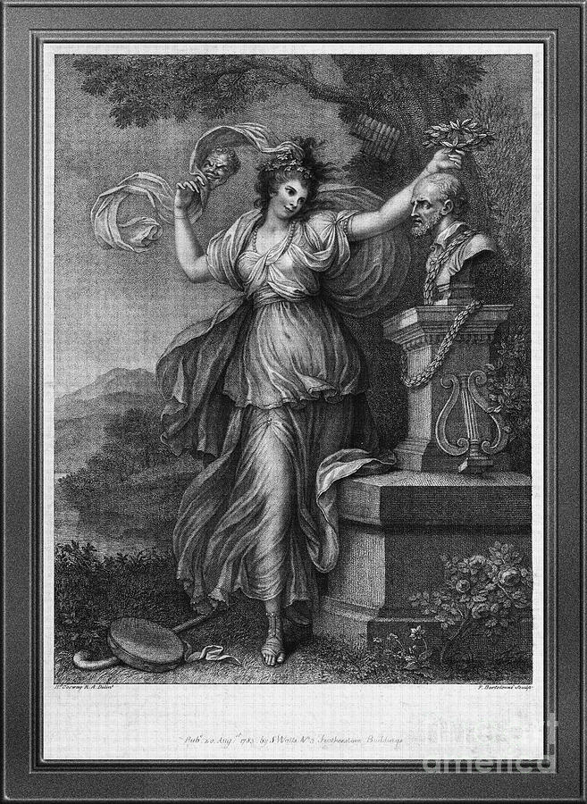 Mrs. Abington as Thalia by Engraver Francesco Bartolozzi Classical Art Reproduction Painting by Rolando Burbon