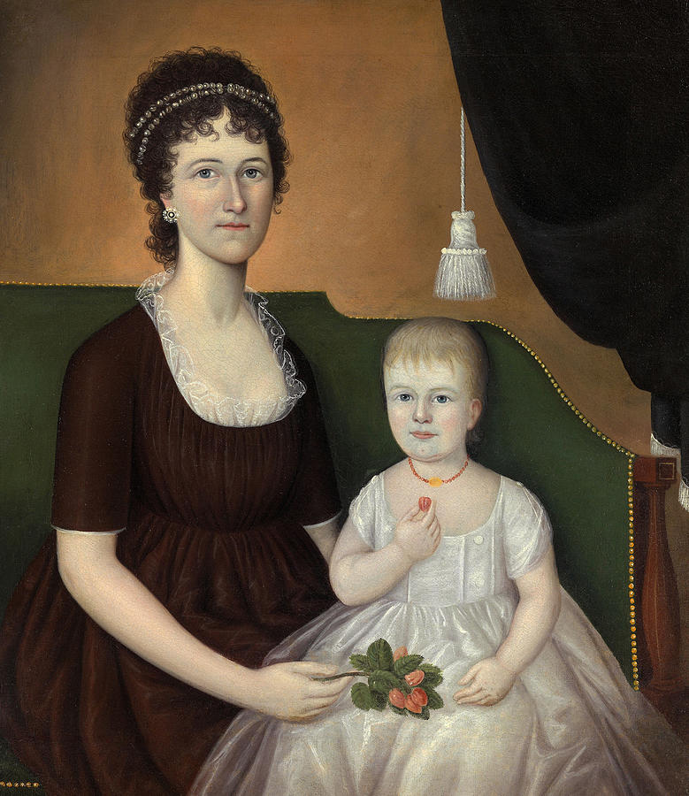 Mrs. Andrew Bedford Bankson and Son, Gunning Bedford Bankson Painting by Joshua Johnson