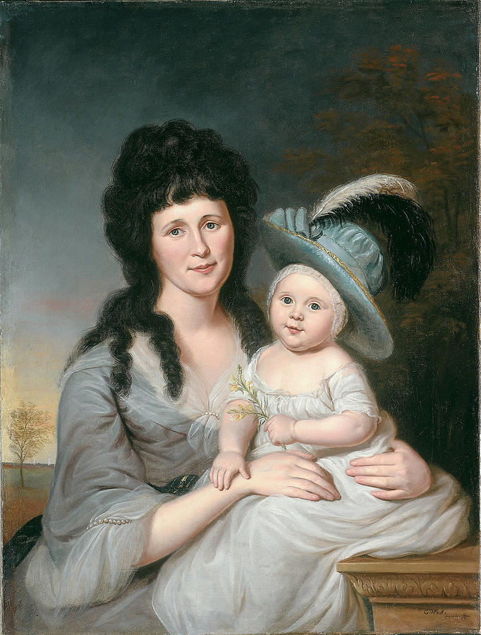 Mrs. John Nicholson, Hannah Duncan, and John Nicholson, Jr. Painting by Charles Willson Peale