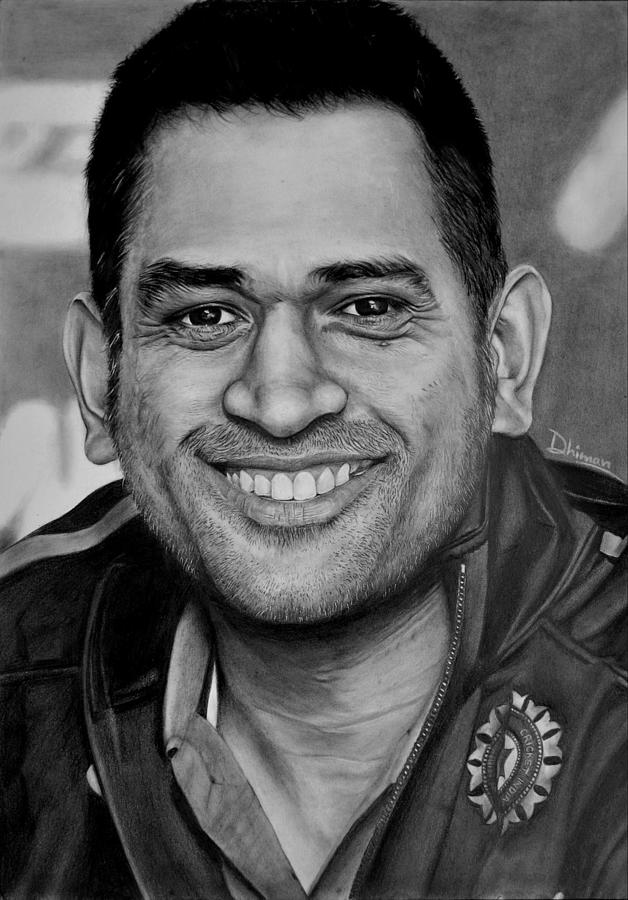 Drawing Sketch of Ms Dhoni by AYUSH UPRETI | OurArtCorner