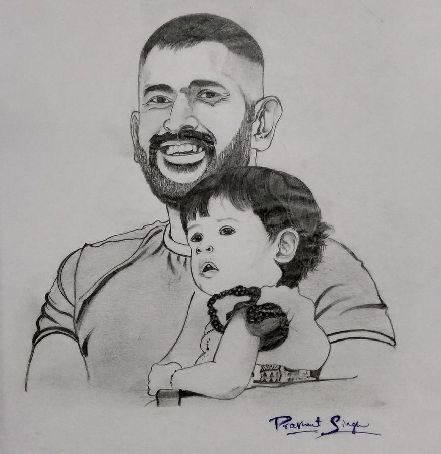 Sketch of Mahendra Singh Dhoni-The Pride of India - Smiling Sketches - Quora