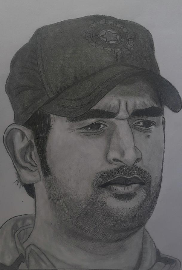 Drawing MS Dhoni is an Indian international cricketer  very easy steps   Banglar Art  YouTube