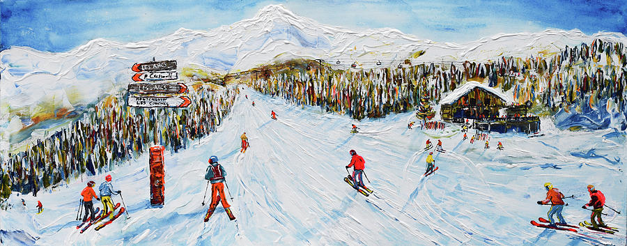 Mt Blanc La Plagne to Les Arcs  Painting by Pete Caswell
