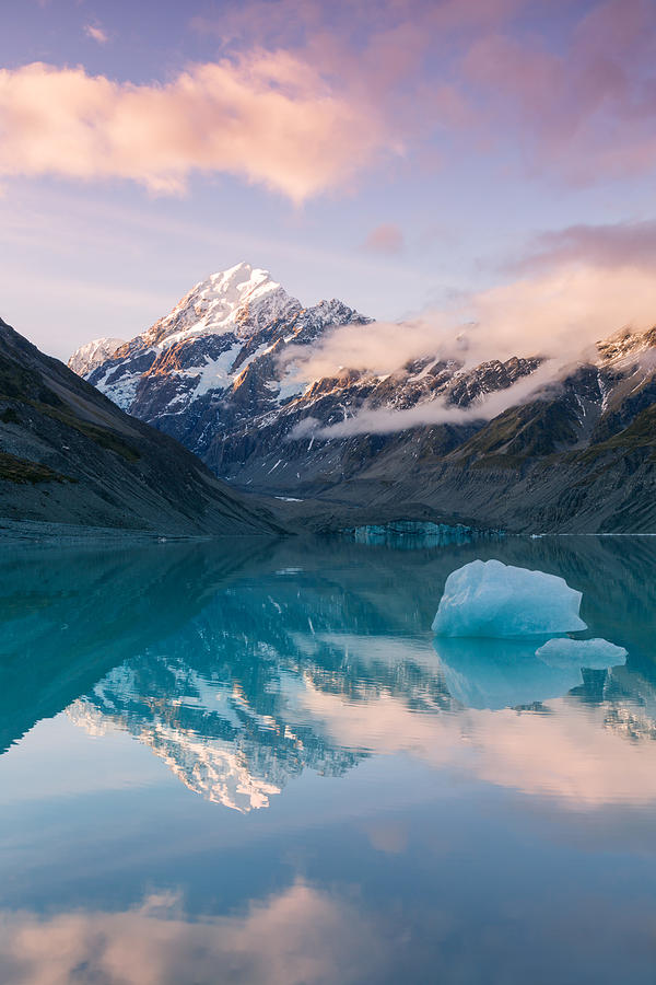 Mt Cook at sunset reflected in lake Photograph by Matteo Colombo