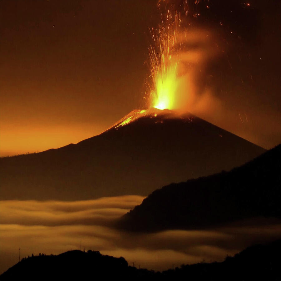 Sunset Digital Art - Mt. Etna Eruption #4 by Lorraine Palumbo