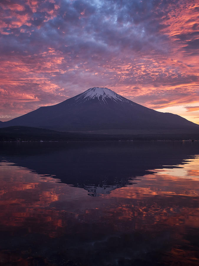 Mt. Fuji at Dramatic Sunset Photograph by Yuga Kurita