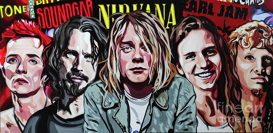 Kurt Cobain Painting - Mt. Grungemore 2.0 by Victoria Glaittli