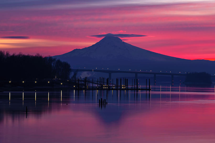 Mt Hood Red Skies Photograph by Wes and Dotty Weber