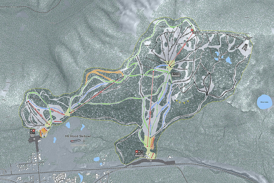 Mt Hood Skibowl Ski Resort Map Digital Art by Powder Addicts - Pixels