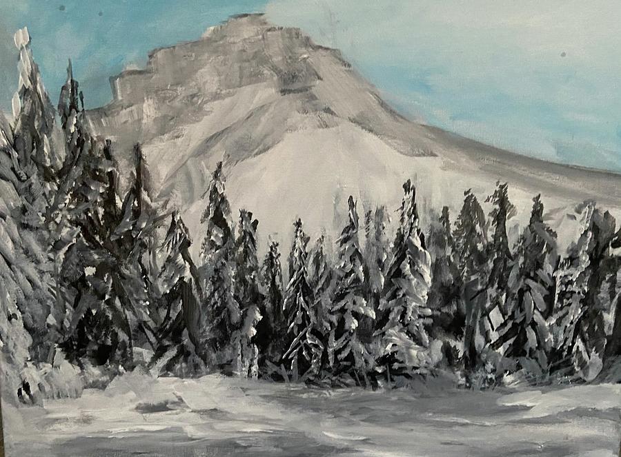 Mt, Hood With Snow Painting by Denice Palanuk Wilson