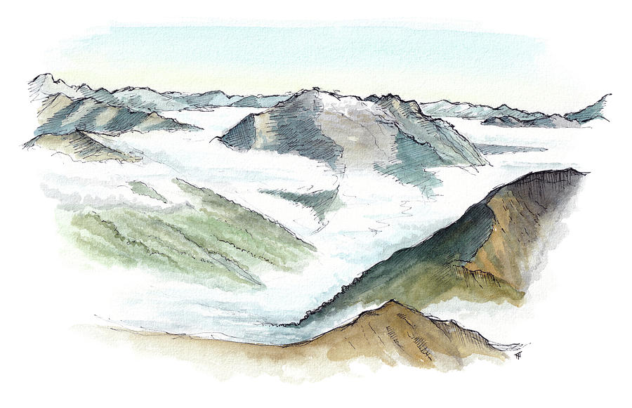 Mountain Painting - Mt Luxmore View by Tom Napper