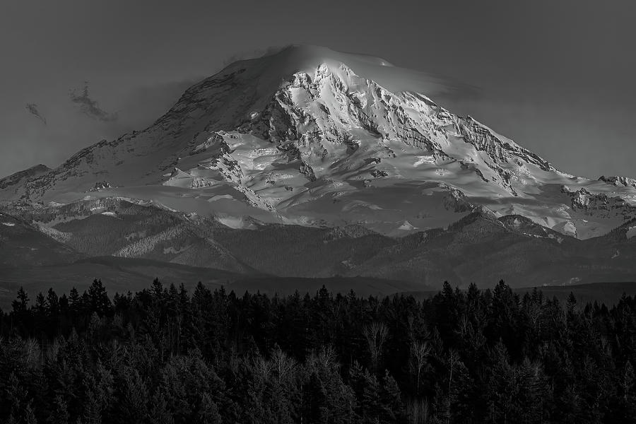 Mt. Rainier in Black and White Photograph by Aimee Worthington | Fine ...