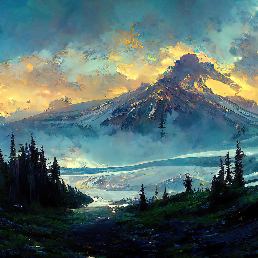 Mt Rainier National Park, 02 Painting by AM FineArtPrints