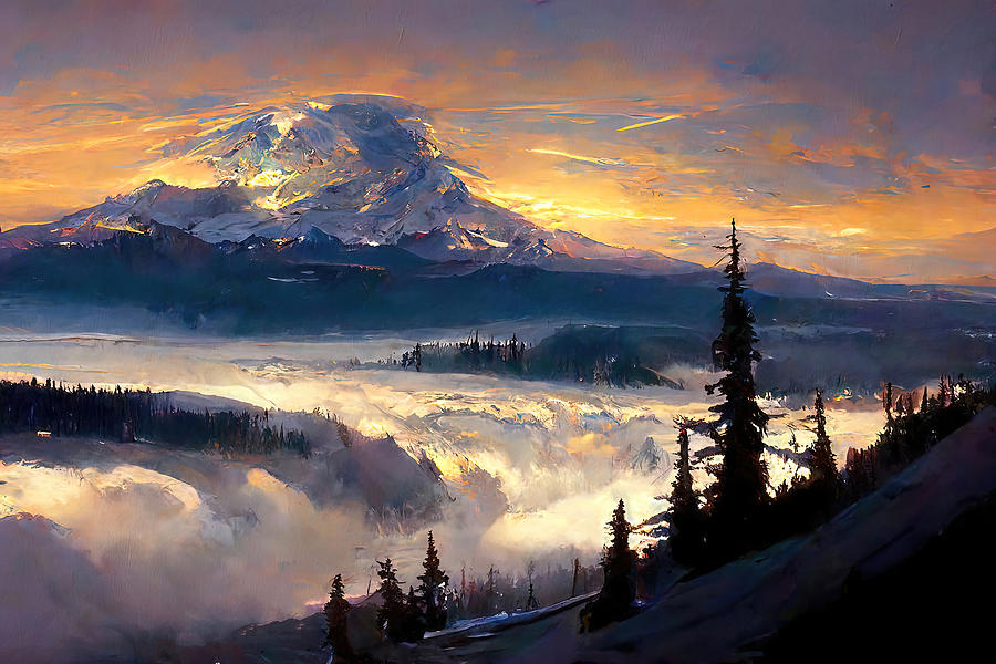 Mt Rainier National Park, 05 Painting by AM FineArtPrints