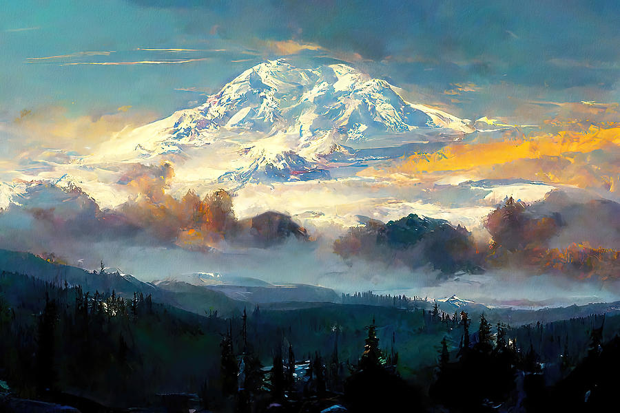 Mt Rainier National Park, 07 Painting by AM FineArtPrints