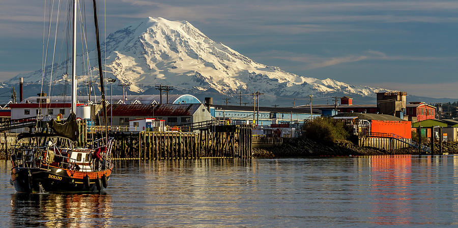 MT Rainier Over Foss Waterway Photograph by Rob Green