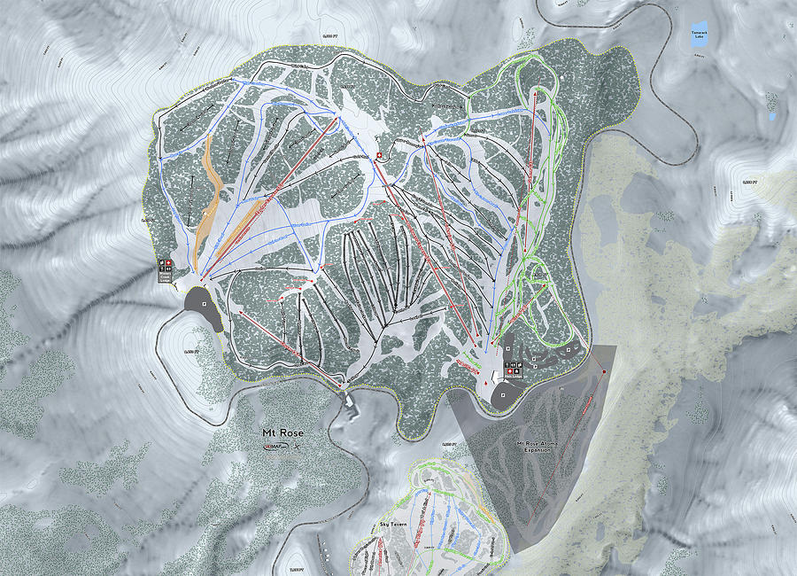 Mt Rose Ski Resort Map Digital Art by Powder Addicts  Pixels