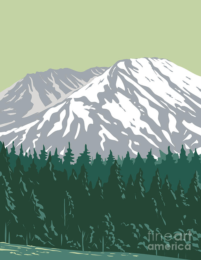 Mt. Saint Helens In Mount St. Helens National Volcanic Monument Located In Gifford Pinchot National Forest Washington State  United States Wpa Poster Art Digital Art