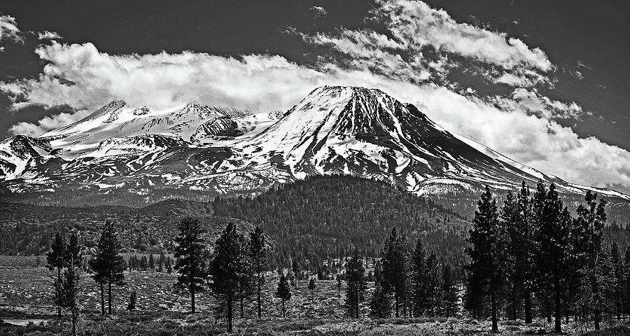 Mt, Shasta B/W Digital Art by Fred Loring