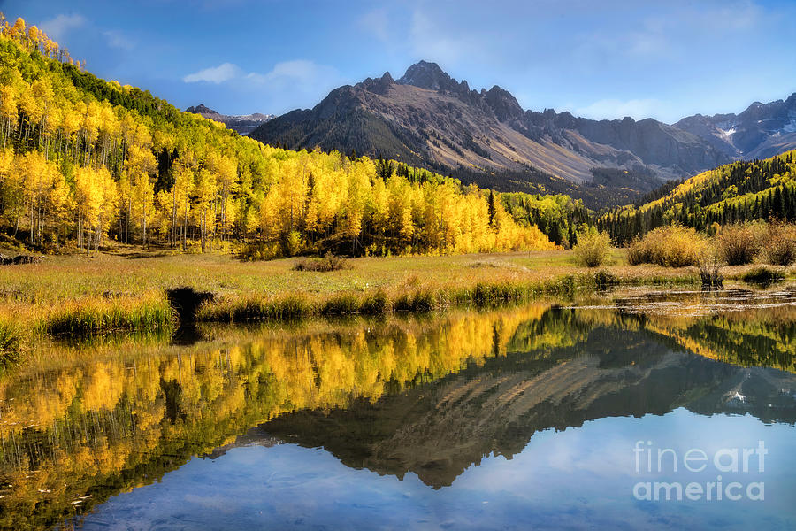 Mt Sneffels reflecting in the Beaver Pond Photograph by Ronda Kimbrow